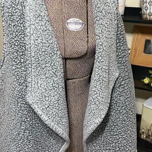 Eddie Bauer Gray Sherpa Fleece Vest Womens 2XL Fireside open front